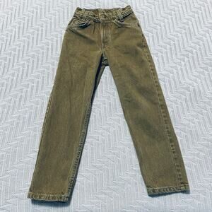 Vintage orange tab Levi's olive jeans